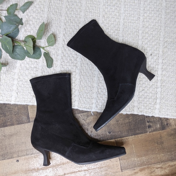 Stuart Weitzman Shoes - 90's Stuart Weitzman Midi Square Toe Sock Booties
